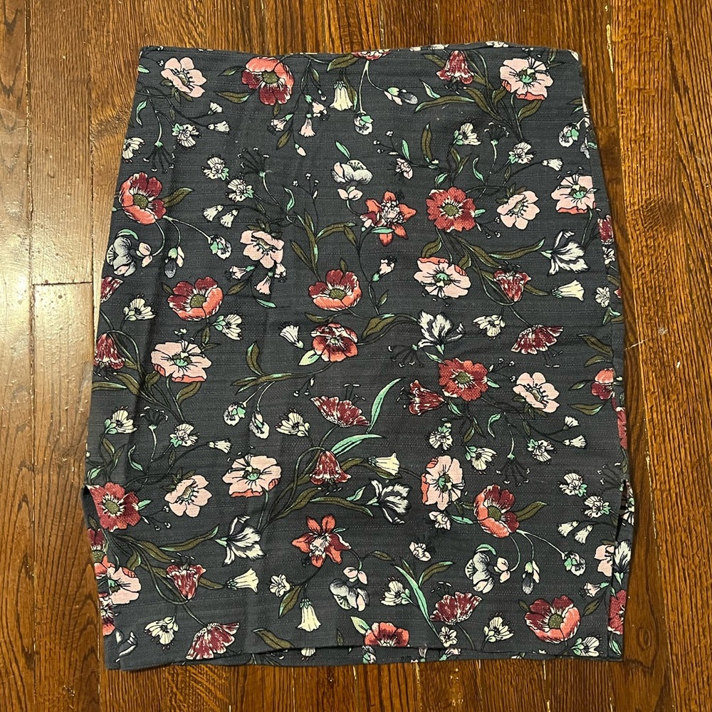 Floral Dusty Blue Pencil Skirt